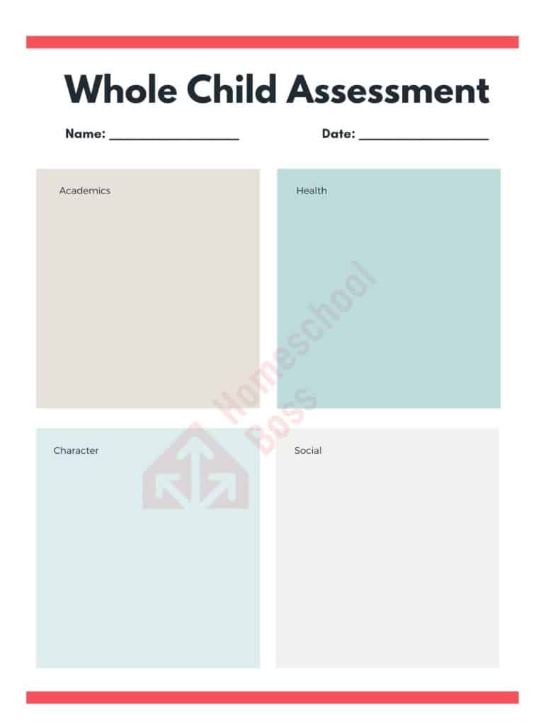 Homeschool Planning Whole Child Assessment