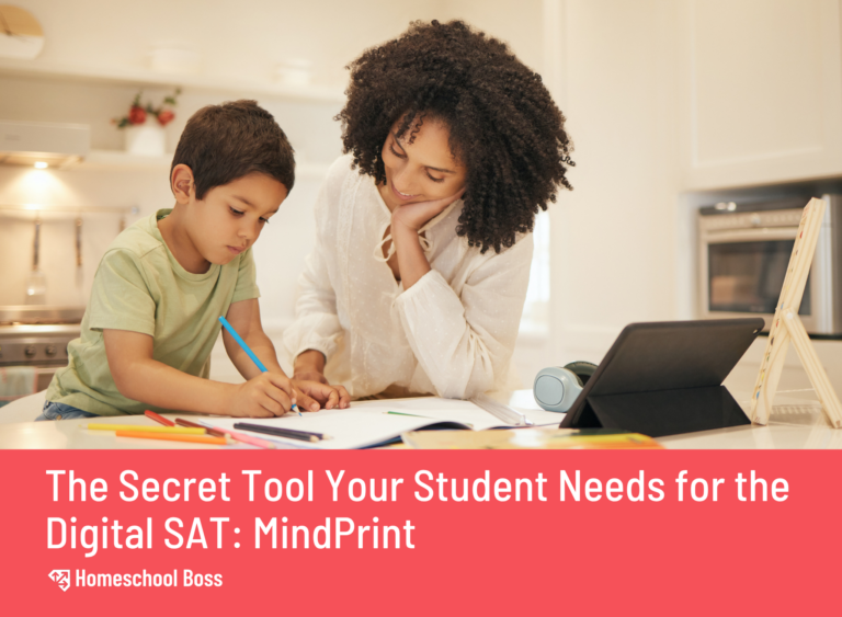 A tutor and child sit at a table working on homework, text below reads The Secret Tool Your Student Needs for the Digital SAT: Mindprint